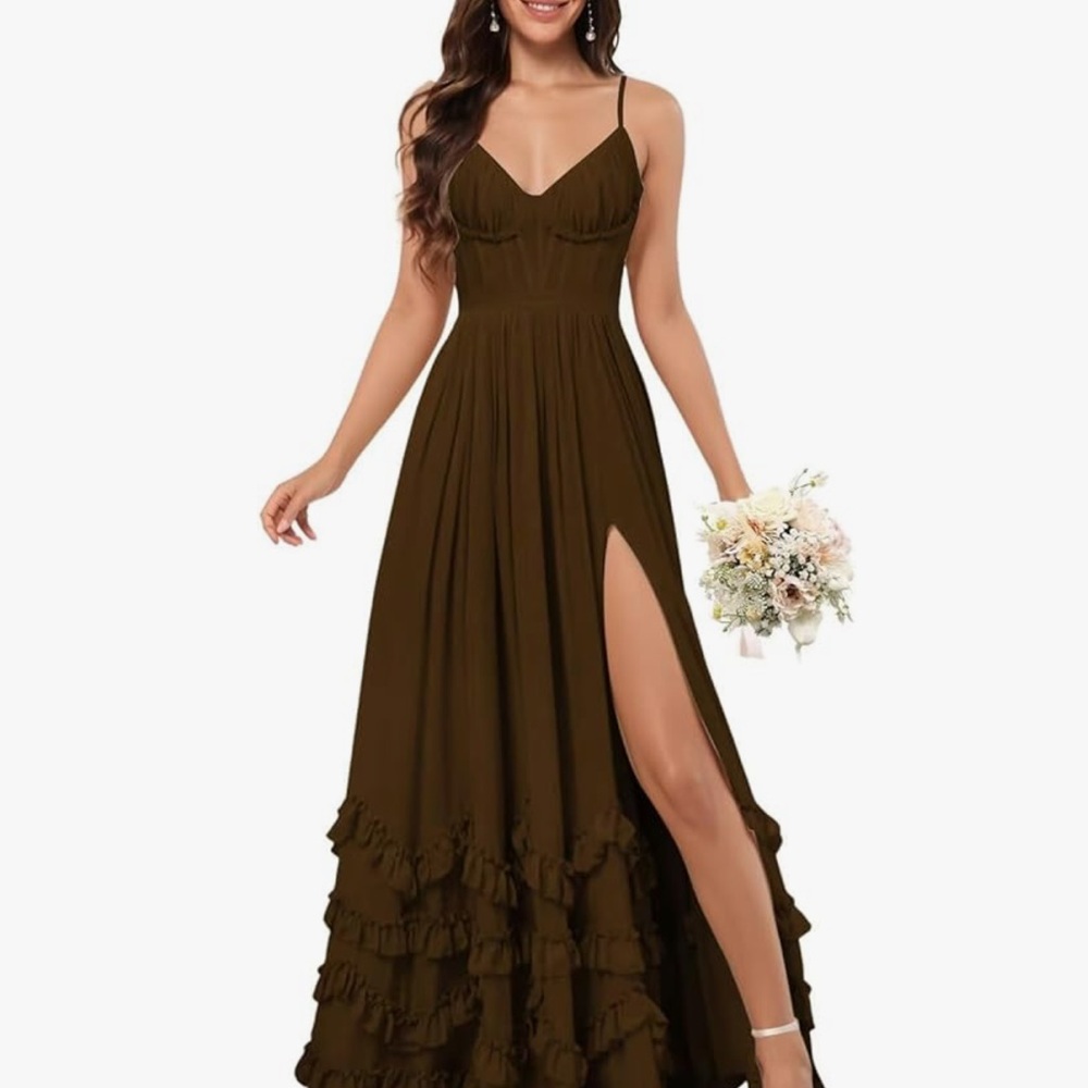 Elegant Chocolate Brown Corset Gown